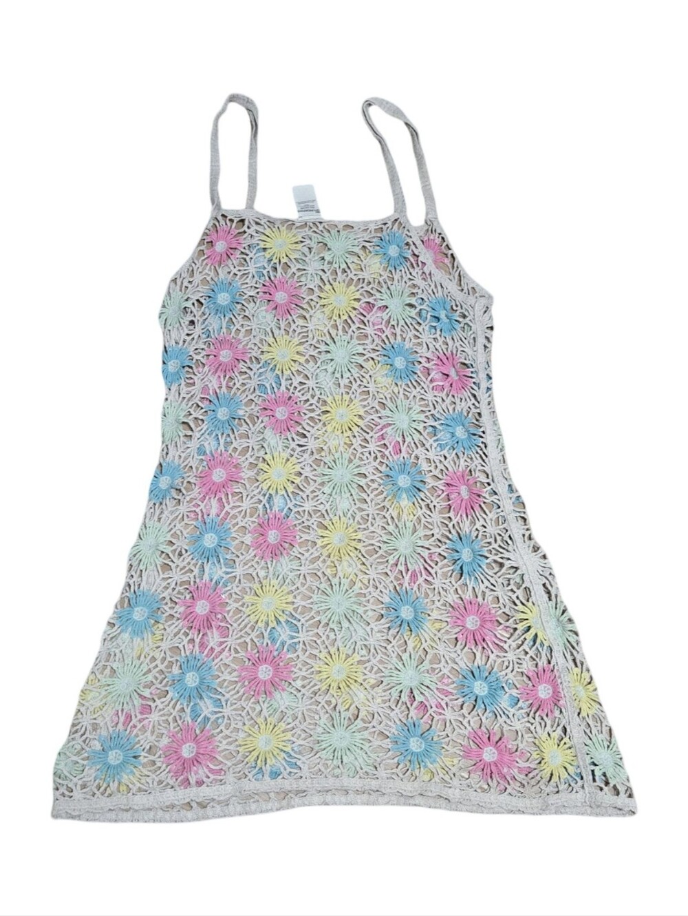 No Boundaries Crochet Swim Coverup Tank Dress Pastel Floral Soft Festival XXL - Picture 2 of 4